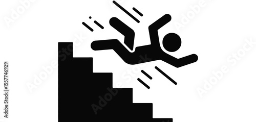 Stylized silhouette of a person falling down stairs icon