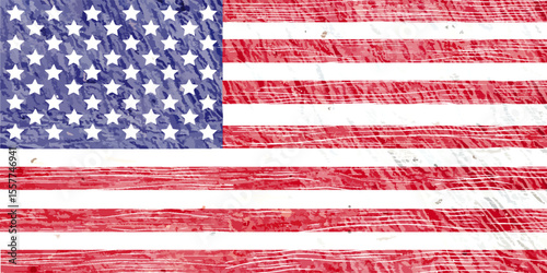 Closeup bendera Amerika grunge. Closeup of grunge American flag. united states flag. vector illustration