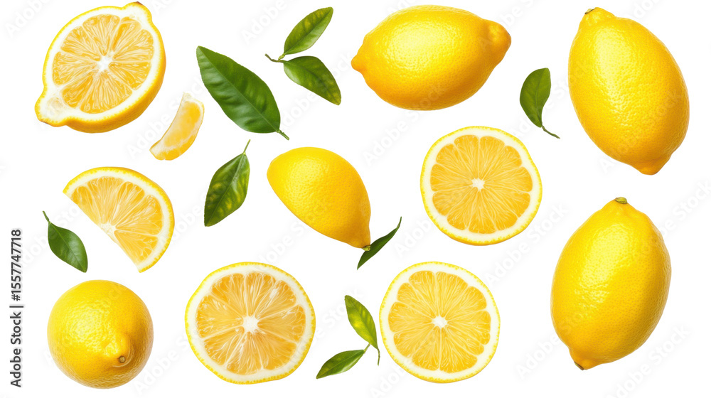 Fototapeta premium a set of lemons on white background