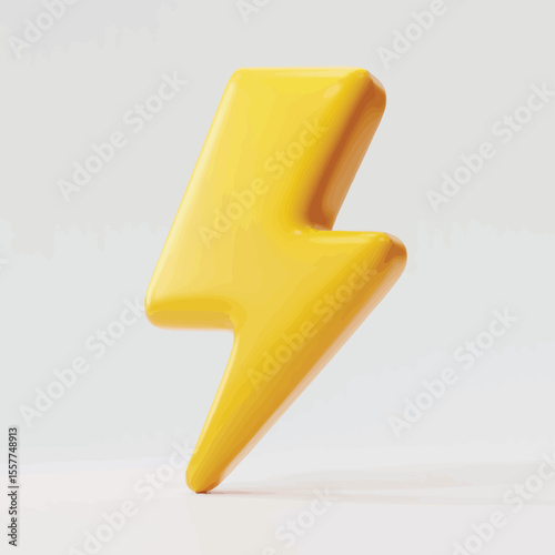 Bright yellow 3d lightning bolt icon on a clean white background