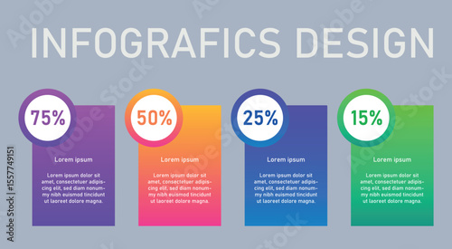 Modern infographic design template for web banner presentation with business information and arrow icons