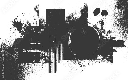 Distress old cracked concrete vector texture. Abstract black paint splatter on white background. Grunge Urban Background Texture Vector. Dust Overlay