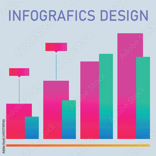 3D bar chart illustrating business growth and financial market success with an upward arrow design