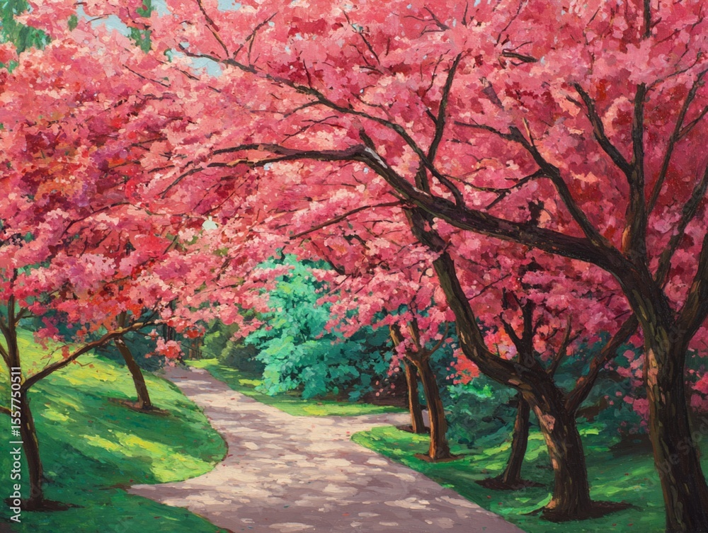 Naklejka premium Spring Tulip Garden in Full Bloom