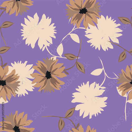 multicolor exotic hand drawn floral seamless pattern