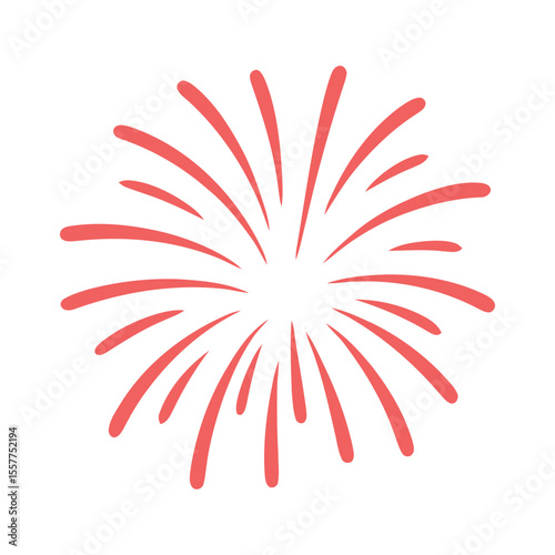 Simple Illustration of a Red Fireworks Display stylized radiating fireworks graphic coral pink fireworks firework display celebration festival party holiday graphic illustration design