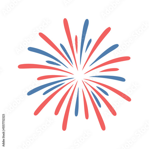 Simple Fireworks Design in Red and Blue Colors for Patriotic Celebrations stylized graphic fireworks red blue radiating outwards fireworks patriotic celebration red blue