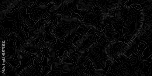  topographic map with contour lines on a dark black background design element contour lines to represent elevation changes terrain details in a minimalist and modern style.