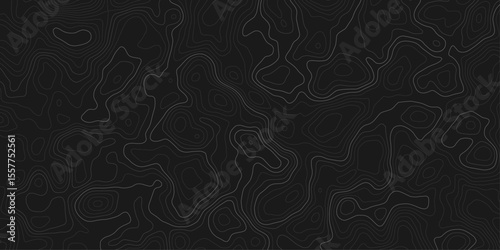  topographic map with contour lines on a dark black background design element contour lines to represent elevation changes terrain details in a minimalist and modern style.