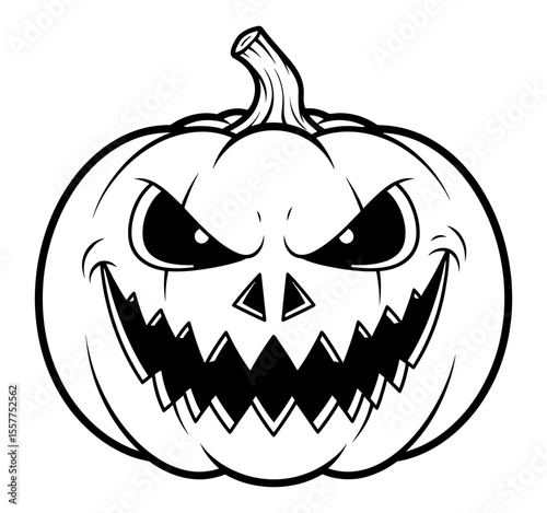 Creepy Halloween Pumpkin with a Menacing Smile and Intense Eyes