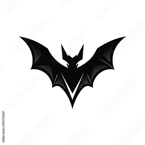 Abstract bat logo vector illustration wide wings and sharp lines Vector illustration