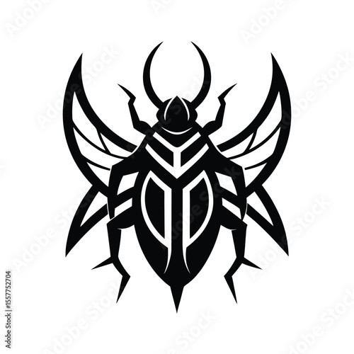 Abstract beetle logo vector illustration symmetric minimalist design Vector illustration