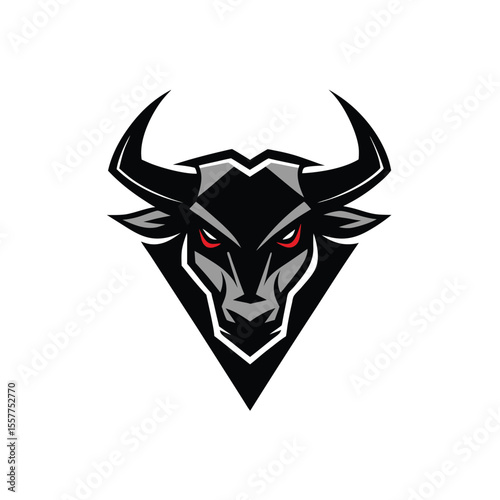 Abstract bull logo vector illustration charging horn minimalist style Vector illustration