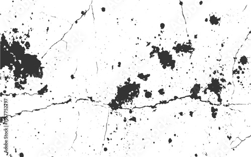 Abstract background of grunge white, black damaged rusty crack, Vector grunge overlay texture. Black and white background.  textured, texture, scratch, 