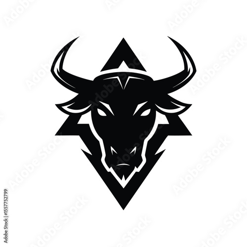 Abstract bull logo vector illustration charging horn minimalist style Vector illustration