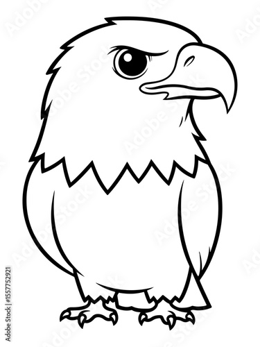 Illustration of a determined cartoon eagle, perfect for coloring books and activities