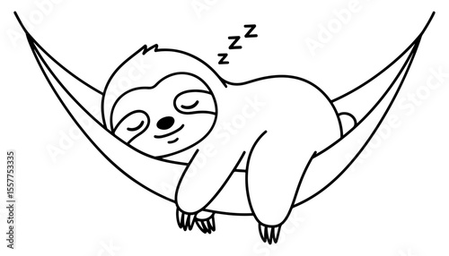 A Cute Sleeping Sloth Relaxing in a Hammock on a Sunny Day