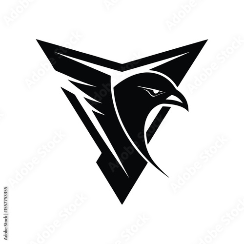 Abstract falcon logo vector illustration diving with sharp wings Vector illustration