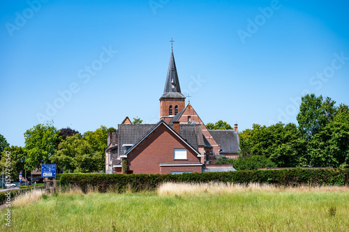 Saint carolus borromeus church in the village centert of Heultje Westerlo, Antwerp Province, Belgium