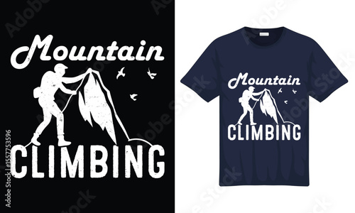 National Mountain Climbing Day Rock Typography Vintage Graphic T-shirt Design with Vector Illustration Template.