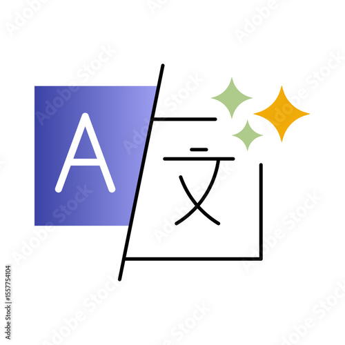 AI Generated Translation Vector icon. Language Translation, Multilingual Solutions, Machine Learning, Automated Text Translation, Global Communication, AI Technology.