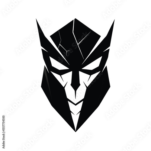 Abstract mask face logo vector illustration cracked design Vector illustration