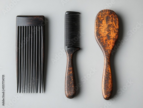 Wooden hair combs and brush