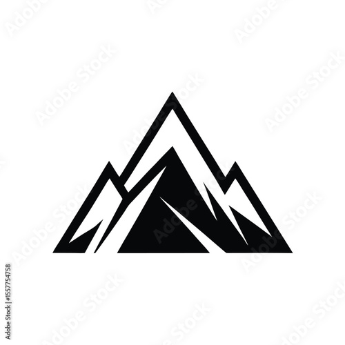 Abstract mountain peak logo vector illustration oval shaped design Vector illustration