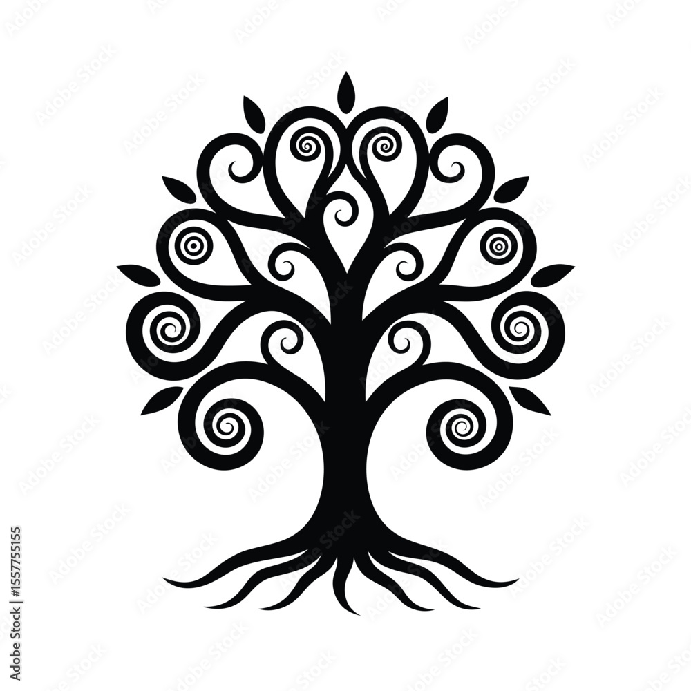 Obraz premium Abstract tree of life logo vector illustration spiritual design Vector illustration