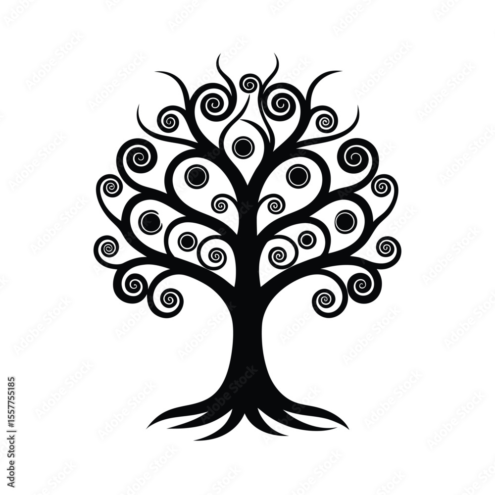 Obraz premium Abstract tree of life logo vector illustration spiritual design Vector illustration