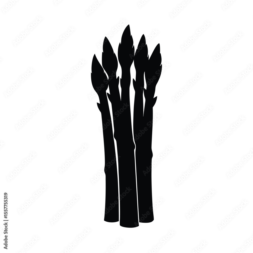Fototapeta premium A bunch of asparagus drawn in minimalist black silhouette Vector illustration