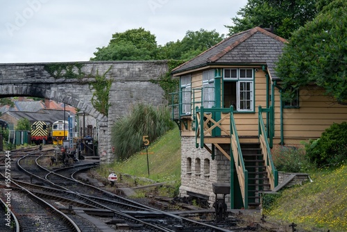 vintage signal box on The Swanage Railway Dorset England