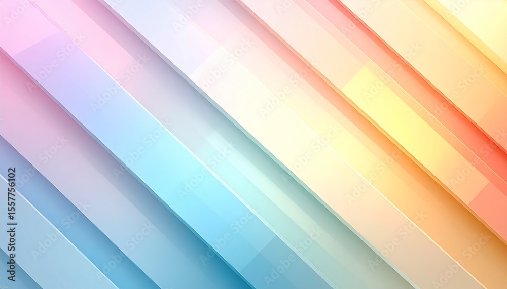 Obraz premium Horizontal Abstract Wallpaper in Soft Pastel Hues with Geometric Flow