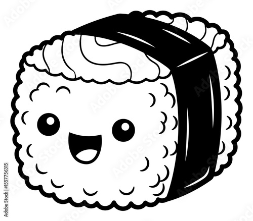 Delightful Sushi Nigiri Cartoon Illustration with a Smiling and Cute Face