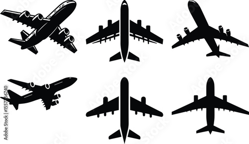 Airplane bundle silhouette icon vector art