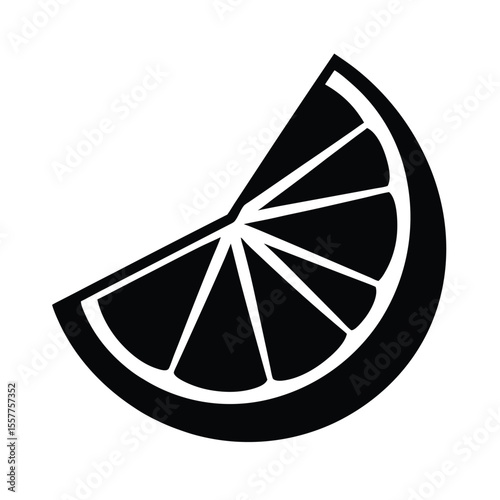 A sliced lemon half cut with visible segments in minimalist silhouette Vector illustration