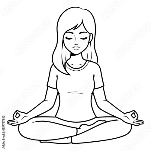 Woman sitting in lotus pose practicing yoga and meditation peacefully with mindfulness