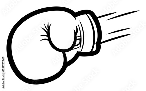 A Cartoon Illustration of a Powerful Boxing Glove Punching Forward at Speed