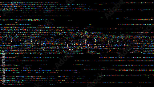 Colorful pixelated bad screen. Retro video noise with a digital signal problem. Abstract vintage broadcast interference.