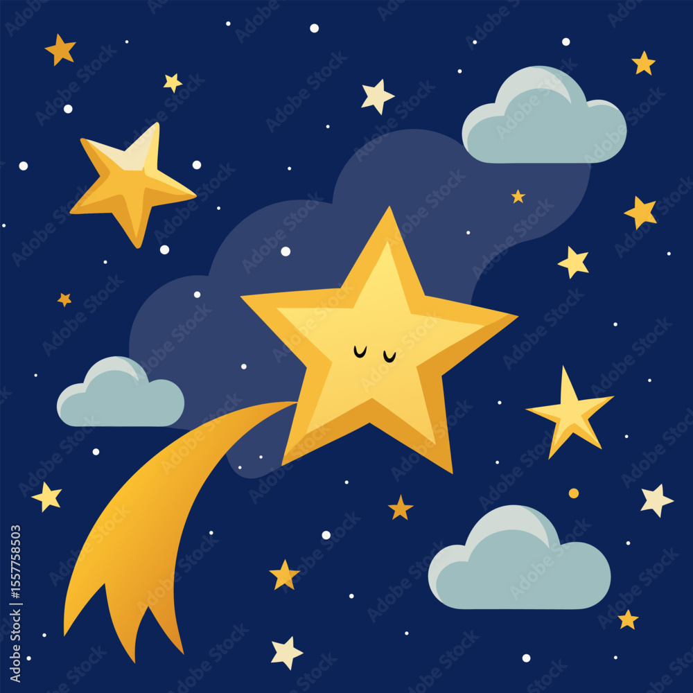 Fototapeta premium The beautiful shining stars in the night gold