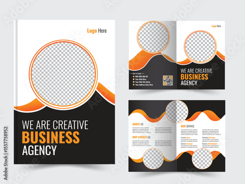 Creative marketing agency bifold business brochure design template