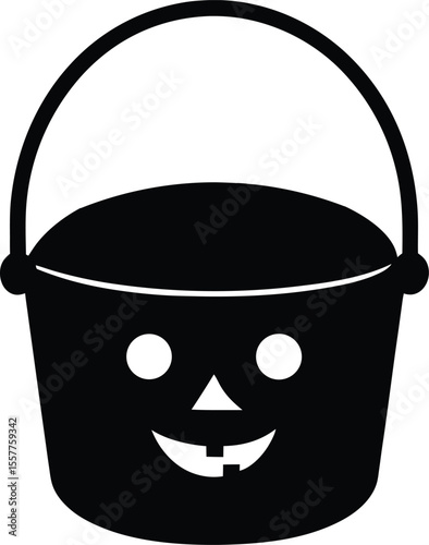 Minimalist clipart of Halloween candy bucket on white background Vector illustration