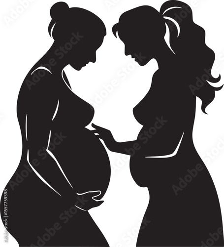 Two Pregnant Women PNG Vector Icon
