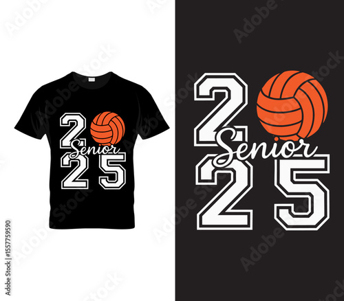 Senior 2025 Volleyball T-Shirt Design | Graduation Sports Graphic with Volleyball Ball