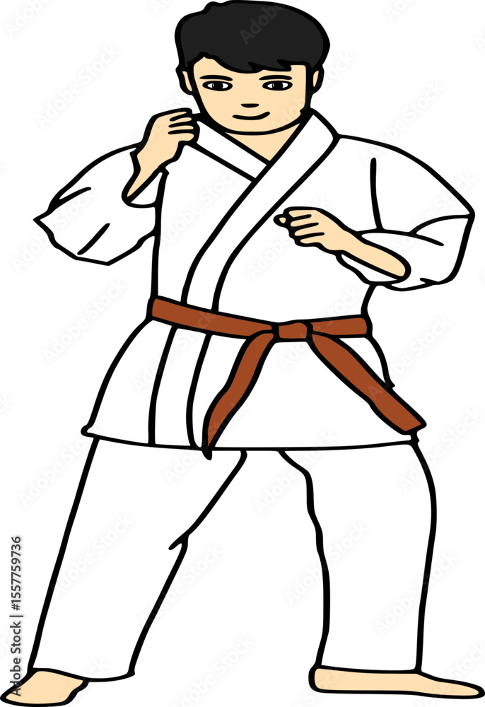 Fototapeta premium Karate kid with brown belt 