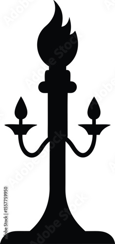 Minimalist clipart of spooky candle holder on white background Vector illustration