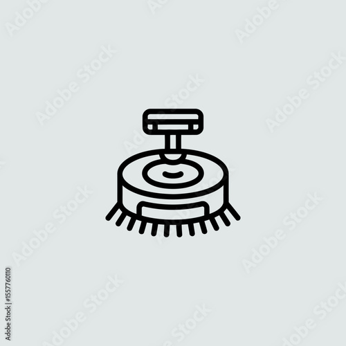 Cleaning robot icon vector illustration, Smart cleaner sign, Technology and AI concept