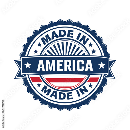 Vintage "Made in America" stamp-style badge design with patriotic theme for product labeling and branding।
