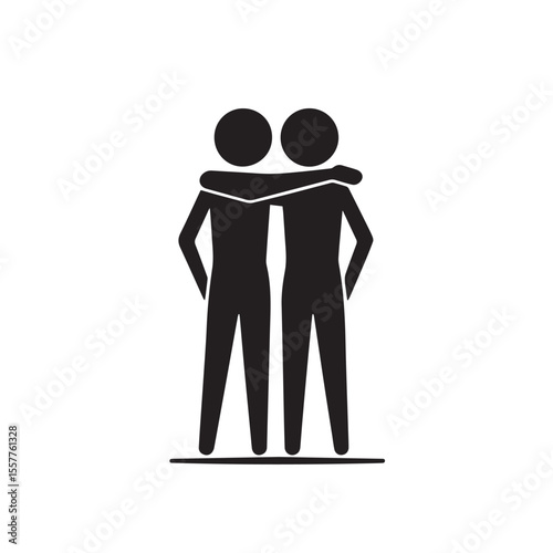 Two people standing together with arms around each other in a supportive gesture