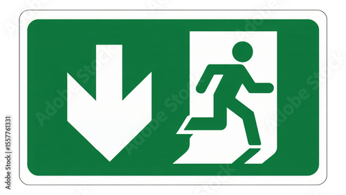 green EMERGENCY EXIT sign, isolated PNG transparent background